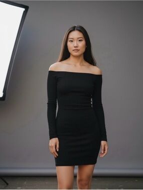 wild fable Off-the-Shoulder Long Sleeve Black Bodycon Dress, Size XXS, NWOT